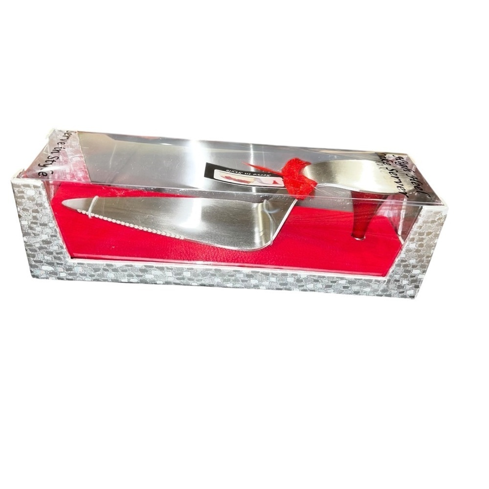 High heel shoe cake cutter server new nib silver red fun novelty